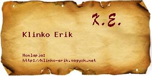 Klinko Erik névjegykártya