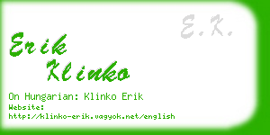 erik klinko business card